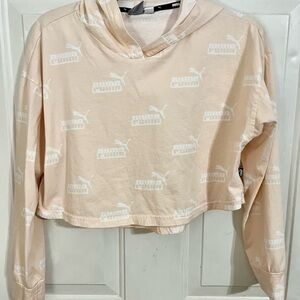 Puma Women's Light Pink Cropped Hoodie